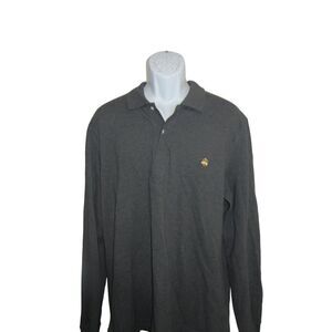 Brooks Brothers Mens XL T-Shirt Grey Slim Fit Performance Polo Stretch Cotton